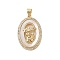 Brass Micro Pave Clear Cubic Zirconia Pendants, Cadmium Free & Lead Free, with Shell Charms, Mother's Day Collection, Real 18K Gold Plated, Oval, 27.5x17.5x4.5mm, Hole: 3.5x4mm