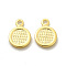 Brass Charms, Cadmium Free & Lead Free, Long-Lasting Plated, Flat Round Charm, Real 24K Gold Plated, 9x6.5x1mm, Hole: 1mm