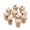 Brass Micro Pave Cubic Zirconia Beads, Horizontal Hole, Real 18K Gold Plated, Long-Lasting Plated, Cube with Letter, Clear, Letter.S, 9x9x9mm, Hole: 3.5mm