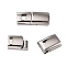 Tarnish Resistant 316 Surgical Stainless Steel Magnetic Clasps with Glue-in Ends, Rectangle, Stainless Steel Color, 23x10x6mm, Inner Diameter: 8x4mm