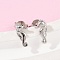 Brass Stud Earrings, Sea Horse, Platinum, 9x5mm