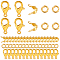Zinc Alloy Lobster Claw Clasps & Brass End Bead Tips & Jump Rings Findings Kits, Golden, 4~12x0.8~6mm