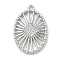 Rack Plating Brass Micro Pave Cubic Zirconia Pendants, Long-Lasting Plated, Lead Free & Cadmium Free, Oval Charms, Platinum, 21.5x14x3mm, Hole: 1.5mm