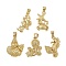 Brass Pendants, Long-Lasting Plated, Cadmium Free & Lead Free, Rack Plating, Real 18K Gold Plated, Mixed Shapes, 20.5~23.5x14.5~16.5x2.5~4.5mm, Hole: 4.5x3.5mm