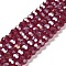 Transparent Glass Beads, 32 Facets, AB Color Plated, Round, Dark Red, 8x7~7.5mm, Hole: 1.5mm, about 66pcs/strand, 18.82''~19.06''(47.8~48.4cm)