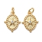 Brass Micro Pave Clear Cubic Zirconia Charms, with Jump Rings, Oval with Star, Golden, 14.5x11x2mm, Hole: 3mm