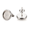 Non-Tarnish 304 Stainless Steel Stud Earring Settings, with Ear Nuts, Flat Round, Stainless Steel Color, 12.5mm, Pin: 0.8mm, Tray: 10mm
