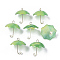 Acrylic Pendants, with Golden Plated Brass Loops and ABS Plastic Imitation Pearl, Umbrella, Green, 20~21x20x20mm, Hole: 1.6mm