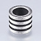 304 Stainless Steel Beads, Large Hole Beads, Column with Groove, Antique Silver, 10x10x8mm, Hole: 6.5mm