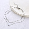 Stainless Steel Cable Chain Double Layer Bracelets, Link Bracelets for Women, Round & Heart, Stainless Steel Color