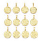 Brass Pendants, Cadmium Free & Nickel Free & Lead Free, Twelve Constellations, Flat Round, Real 18K Gold Plated, 24x20.5x2mm, Hole: 3.5mm