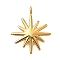 304 Stainless Steel Pendants, Ion Plating(IP), Sun Charm, Real 14K Gold Plated, 17x14x3mm, Hole: 1.8mm