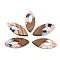 Resin and Walnut Pendants, Horse Eye, Pink, 38x15.5x3mm, Hole: 2mm, Inner Diameter: 16mm