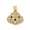 Rack Plating Brass Micro Pave Cubic Zirconia Pendants, Cadmium Free & Lead Free, Long-Lasting Plated, Dog, Real 18K Gold Plated, 16x17x6.5mm, Hole: 3.5x5mm
