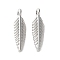 Alloy Pendants, Feather Charms, Platinum, 18x5x3mm, Hole: 1.2mm