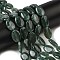Natural Dyed Malaysia Jade Beads Strands, Flat Oval Shape, Dark Green, 18~18.5x12~13x4.5~5mm, Hole: 1mm, about 22pcs/strand, 15.75''(40cm)