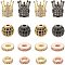 AHANDMAKER Cubic Zirconia Beads, 3 Kinds Brass Micro Pave Clear Cubic Zirconia Beads, Round & Crown & Gear Crown Spacer Beads Bracelet Connector Charm Beads for DIY Jewelry Making