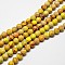 Round Natural Imperial Jasper Beads, Dyed, Gold, 6mm, Hole: 1mm, about 62pcs/strand, 15 inch