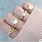 4Pcs Alloy Finger Rings, Golden, Heart, Inner Diameter: 16~19mm