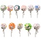 Luminous Glow in the Dark Polymer Clay Pave Rhinestone Round Beads with Resin Flower, Bowknot Beads with Chains Tassel, Mixed Color, 40mm, Hole: 1.8mm