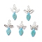 Tibetan Style Alloy Beads with ABS Plastic Imitation Pearl Round Beads and Synthetical Turquoise Beads Strands and Glass Seed Beads Pendants, Angel, Dark Turquoise, 32~35x18~23.5x8mm, Hole: 1.6~2.7mm