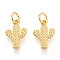 Brass Charms, Cactus, with Jump Ring, Cadmium Free & Lead Free, Real 18K Gold Plated, 13.5x9x2.5mm, Hole: 3mm