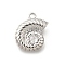 Brass Pave Clear Cubic Zirconia Charms, Cadmium Free & Nickel Free & Lead Free, Real Platinum Plated, Shell Shape, 14.5x11.5x4.5mm, Hole: 1.4mm