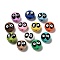 Baking Paint Acrylic Beads, Hand Drawn Beads, with Enamel, Flat Round, Mixed Color, 14x9mm, Hole: 3.7mm