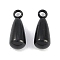 Ion Plating(IP) 304 Stainless Steel Pendants, Teardrop Charm, Black, 13x5mm, Hole: 2mm