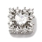 Brass with Clear Cubic Zirconia Beads, Cadmium Free & Nickel Free & Lead Free, Square with Heart Pattern, Platinum, 11x11x5mm, Hole: 1.8mm