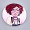 Printed Wooden Big Pendants, Dyed, Flat Round with Fashion Lady, Colorful, 60x2.5mm, Hole: 1.5mm