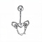 316L Surgical Stainless Steel Pave Clear Cubic Zirconia Curved Barbell Belly Rings, Stainless Steel Color, Heart with Angel Wings, Bar Length: 3/8