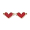 Ion Plating(IP) 304 Stainless Steel Enamel Connector Charms, Love Heart Links, Golden, Valentine's Day, FireBrick, 8.5x16x1mm, Hole: 1.6mm