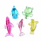 Transparent Acrylic Beads, No Hole/Undrilled, Marine Animal Series, Mixed Color, 41~62x22.5~34x10~13mm, about 100pcs/500g