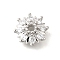 Flower Brass Clear Cubic Zirconia Bead Caps, Long-Lasting Plated, Cadmium Free & Lead Free, Rack Plating, Platinum, 13.5x4mm, Hole: 2mm