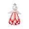 Beaded Angel Charms, Acrylic & Alloy & Glass Seed Beads Pendants, Orange Red, 48x25mm, Hole: 3x2.5mm
