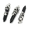 Natural Dyed & Heated Black Agate Pointed Pendants, with Brass Findings, Bullet, Platinum, 57~60x16mm, Hole: 8x5mm