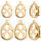 10Pcs 2 Styles Brass Pendant Rhinestone Settings, Basket Pendant Setting with Prongs Mounting, Teardrop, Real 24K Gold Plated, Tray: 14.5~18.5x10.5~13mm, 18~22.5x12~15x5.5~6.5mm, Hole: 1.2~1.5mm, 5pcs/style
