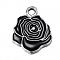 Alloy Pendants, with Enamel, Rose, Platinum, 17x14x1mm, Hole: 2mm
