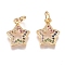 Brass Micro Pave Cubic Zirconia Pendants, Long-Lasting Plated, Star, Colorful, Golden, 13x10x2mm, Hole: 1mm
