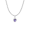 925 Sterling Silver Pave Cubic Zirconia Birthstone Heart Pendant Necklaces for Women, Silver Color Plated, Medium Purple, 15.75 inch(40cm)