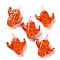 Handmade Lampwork Pendants, Orange Red, 35.5x30x9.5mm, Hole: 3.5mm