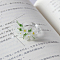 Flower Glass Finger Rings, White, Inner Diameter: 17mm