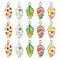 Alloy Enamel Pendants, Leaf, Platinum, Mixed Color, 21.5x10x2mm, Hole: 2mm, 5pcs/Set