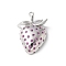 Brass Micro Pave Cubic Zirconia Pendants, Strawberry Charms, Lead Free & Cadmium Free, Long-Lasting Plated, Platinum, 25x17x6mm, Hole: 1.4mm