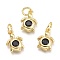 Brass Micro Pave Cubic Zirconia Pendants, with Jump Ring, Sea Turtle, Real 18K Gold Plated, Black, 12x8.7x2.5mm, Jump Rings: 5x0.8mm, Inner Diameter: 3mm