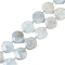 Natural Aquamarine Beads Strands, Faceted, Flat Round, with Seed Beads, 10.5~11x4mm, Hole: 0.9mm, about 29pcs/strand, 15.83''(40.2cm)