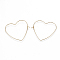 Brass Earring Hooks, Heart, Nickel Free, Real 18K Gold Plated, 20 Gauge, 37~38x39~40x0.8mm, Pin: 0.8mm