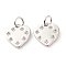 Brass Micro Pave Clear Cubic Zirconia Pendants, Cadmium Free & Lead Free, Heart, Platinum, 15x12x1.5mm, Hole: 3.5mm