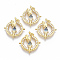 Mother's Day Theme, Brass Micro Pave Cubic Zirconia Links Connectors, Cadmium Free & Lead Free, Flat Round with Mother & Son, Blue & Clear, Golden, 23x25.5x3mm, Hole: 1mm